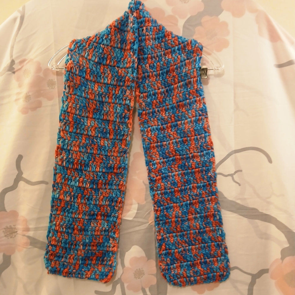 Colorful Blue and Orange Knit Scarf